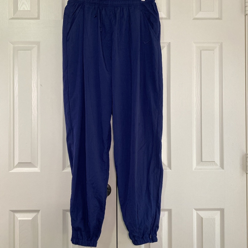 Vintage Nike track pants mens XL blue windbreaker jogger nylon 90s swoosh zipper